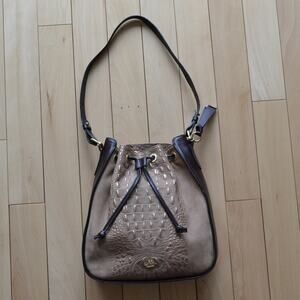 Brahmin Melinda Leather Hobo Bucket Bag with Draw Strings